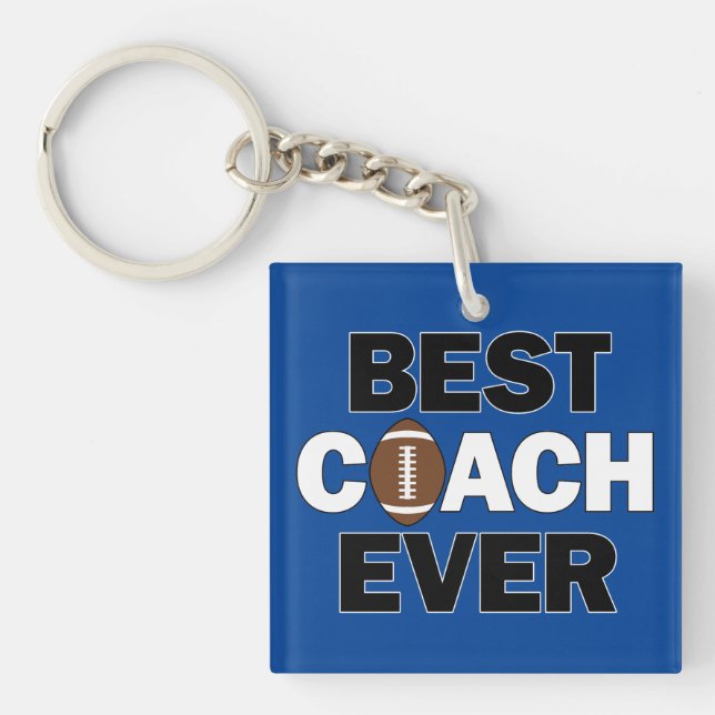BEST COACH EVER Football Coach's Custom Sports Key Ring (Front)