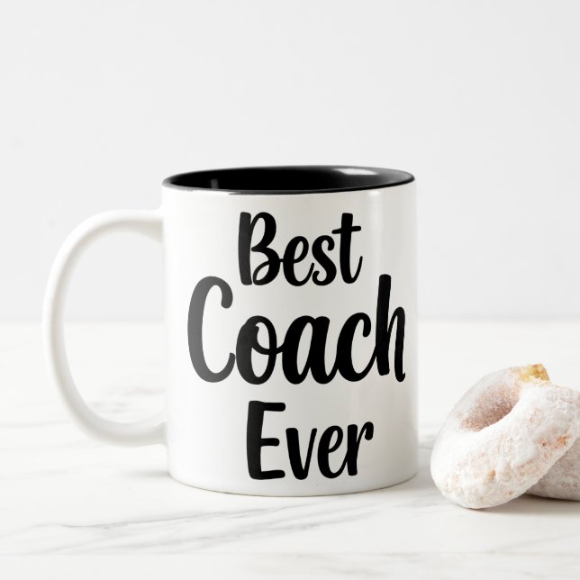 Best Coach Ever Personalised  Appreciation Gift  Two-Tone Coffee Mug (With Donut)