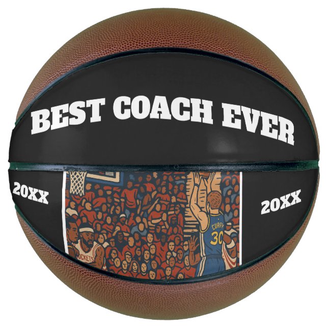 BEST COACH EVER Trendy Photo Collage Coach Gifts Basketball (Front)