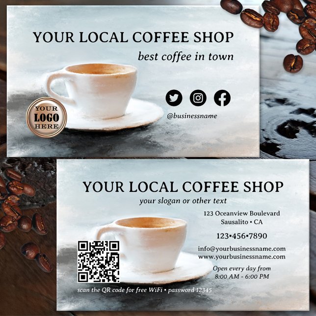 Best Coffee in Town QR Code Fine Art Business Card (Creator Uploaded)