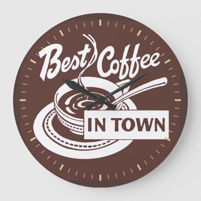 "Best Coffee In Town" Store Wall Clock (Front)