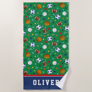 Best Colourful Green Sports Balls Beach Towel