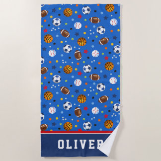 Best Colourful Royal Blue Sports Balls Beach Towel