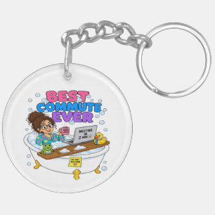  Best Commute Ever Funny Work From Home Design Key Ring