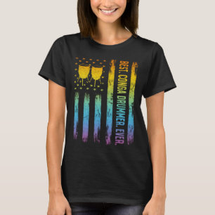Best Conga Drummer Ever American Flag Conga Drums T-Shirt