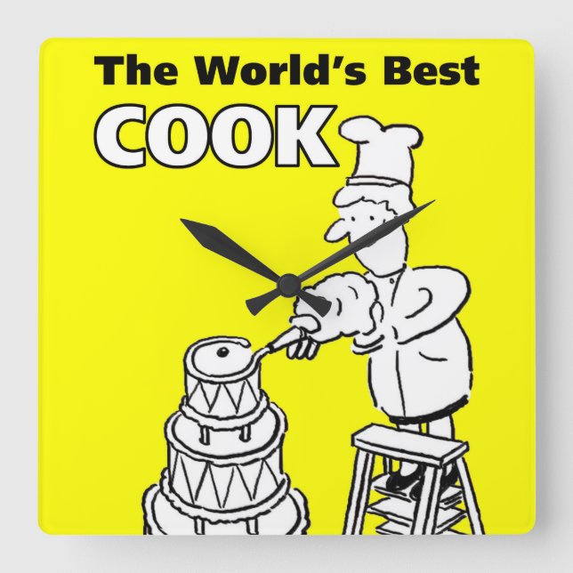 Best Cook. Fun Kitchen Square Wall Clock (Front)