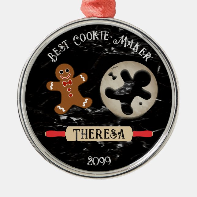 Best Cookie Maker Personalised Gingerbread  Metal  Metal Ornament (Front)