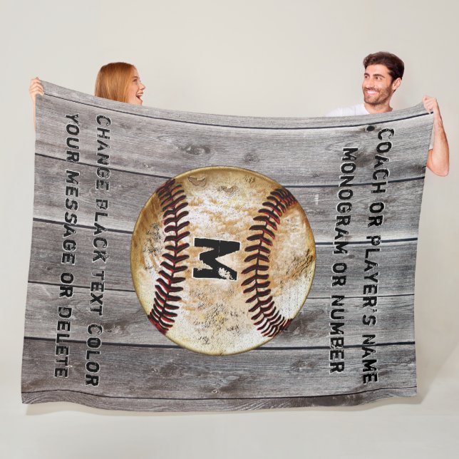 Best Cool Rustic Personalised Baseball Coach Gifts Fleece Blanket (In Situ)