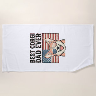 Best Corgi Dad Ever Patriotic Vintage Dog Shirt_1 Beach Towel