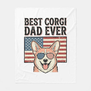 Best Corgi Dad Ever Patriotic Vintage Dog Shirt_1 Fleece Blanket