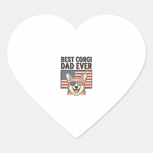 Best Corgi Dad Ever Patriotic Vintage Dog Shirt_1 Heart Sticker