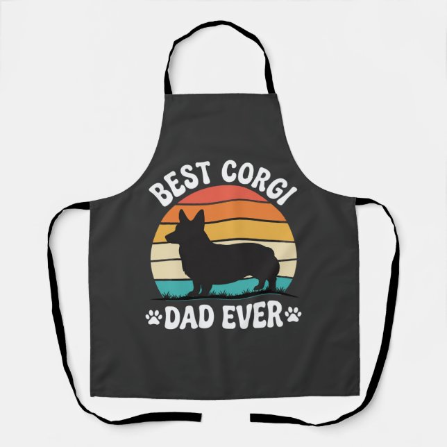 Best Corgi Dad Ever Retro Dog Apron (Front)