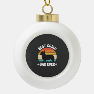 Best Corgi Dad Ever Retro Dog Ceramic Ball Christmas Ornament