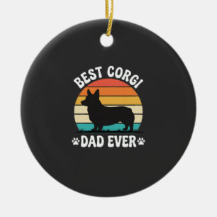 Best Corgi Dad Ever Retro Dog Ceramic Ornament