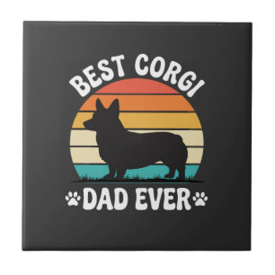 Best Corgi Dad Ever Retro Dog Ceramic Tile