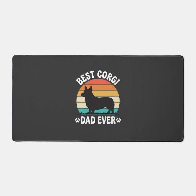 Best Corgi Dad Ever Retro Dog Desk Mat (Front)