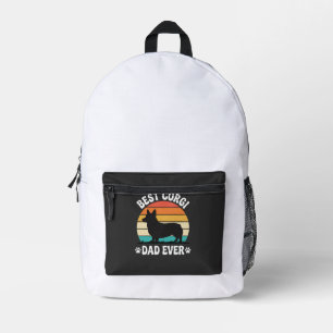 Best Corgi Dad Ever Retro Dog Printed Backpack
