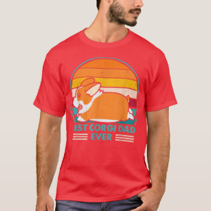 Best Corgi Dad Ever Retro Vintage 60s 70s Sunset F T-Shirt
