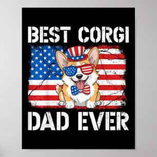 Best Corgi Dad Ever Usa Flag Patriotic Dog 4th Of Poster