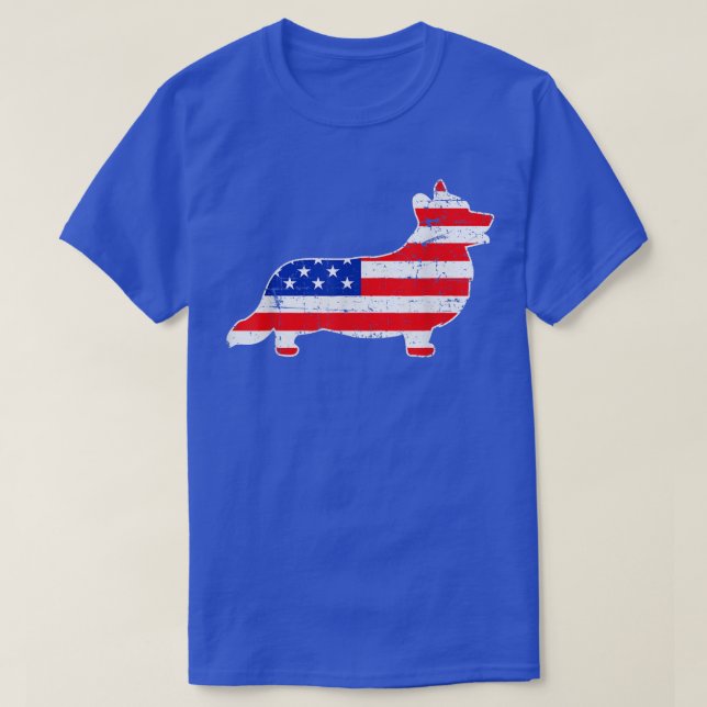 Best Corgi Dog USA Flag Patriotic 4th Of July  T-Shirt (Design Front)