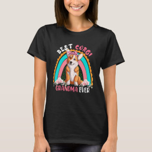 Best Corgi Grandma Ever Cute Rainbow Flowers Dog T-Shirt