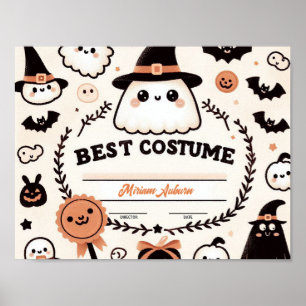Best Costume Certificate - Cute ghost theme Poster
