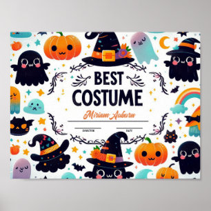 Best Costume Certificate - Cute ghost theme Poster