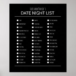 Best couple's gift date night bucket list poster