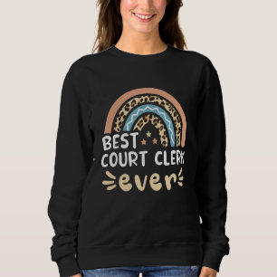 Best Court Clerk Ever Leopard Rainbow Mum Sweatshirt
