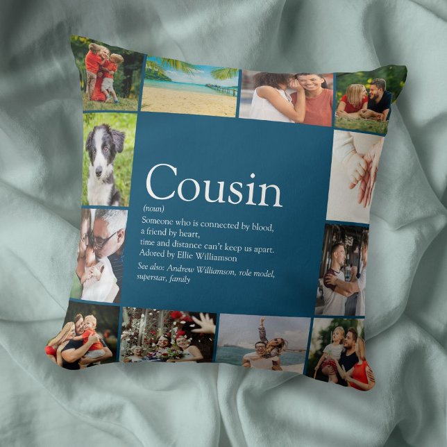 Best Cousin Ever Definition 12 Photo Collage Cushion (Best Cousin Ever Definition 12 Photo Collage Throw Pillow)
