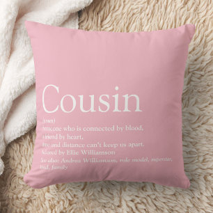 Best Cousin Ever Definition Girly Pink Cushion