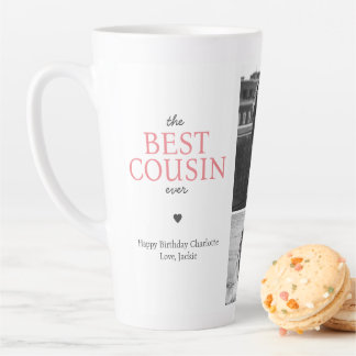 Best Cousin Ever Quote Personalised Photo Collage Latte Mug