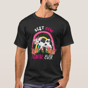 Best Cow Auntie Ever Cute Cow Bow Tie Farmer Mothe T-Shirt