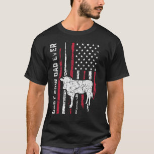 Best Cow Dad Ever Cow Farm Farmer American Flag T-Shirt