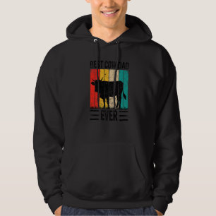 Best Cow Dad Ever Cow Farm Farmer Retro Vintage 60 Hoodie
