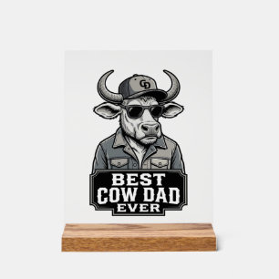 Best Cow Dad Ever Vintage Engraving Design_1 Acrylic Sign