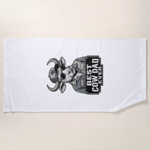 Best Cow Dad Ever Vintage Engraving Design_1 Beach Towel