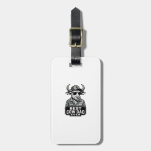 Best Cow Dad Ever Vintage Engraving Design_1 Luggage Tag