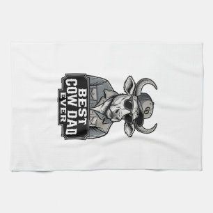 Best Cow Dad Ever Vintage Engraving Design_1 Tea Towel