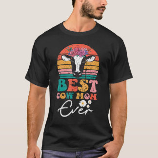 Best Cow Mum Ever Cow Farm Farmer Retro Vintage 60 T-Shirt