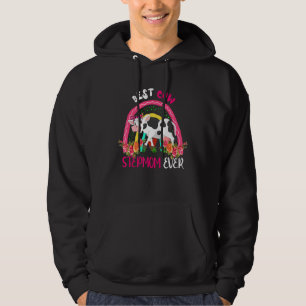 Best Cow Stepmom Ever Cute Cow Bow Tie Farmer Moth Hoodie