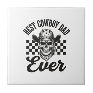 Best Cowboy Dad Skull Western Shirt Design_1 Ceramic Tile