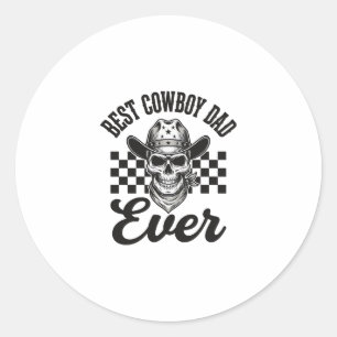 Best Cowboy Dad Skull Western Shirt Design_1 Classic Round Sticker
