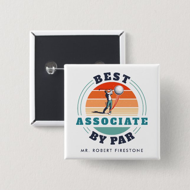 Best Coworker By Par Custom Golf Lover 15 Cm Square Badge (Front & Back)