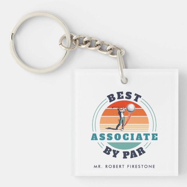 Best Coworker By Par Custom Retro Golf Custom Key Ring (Front)