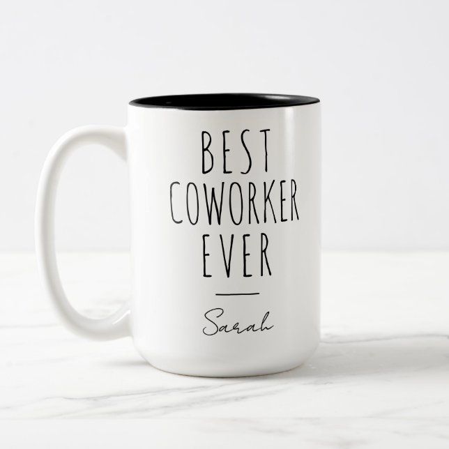 Best Coworker Ever Custom Name Two-Tone Coffee Mug (Left)