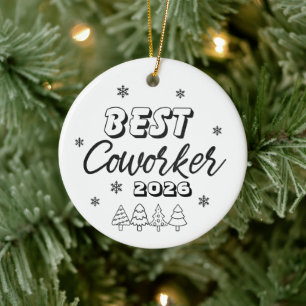 Best Coworker Ever Ornament, Personalised Team  Ceramic Ornament