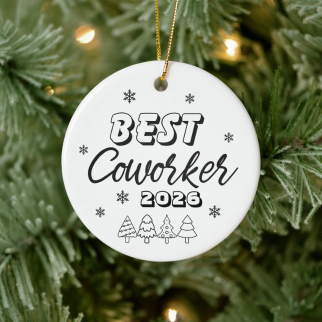 Best Coworker Ever Ornament, Personalised Team  Ceramic Ornament (Tree)