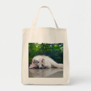 Best cross-eyed cat tote bag