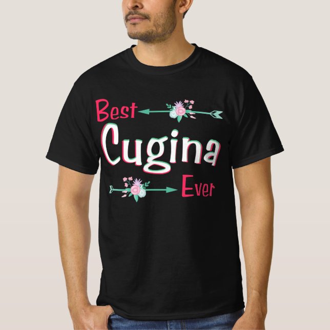 Best Cugina Ever Italian Cousin Girl Floral T-Shir T-Shirt (Front)
